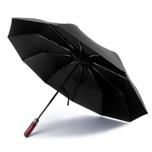WillTra Windproof Travel Umbrella with Wooden Handle, Auto Open&Close, Durable