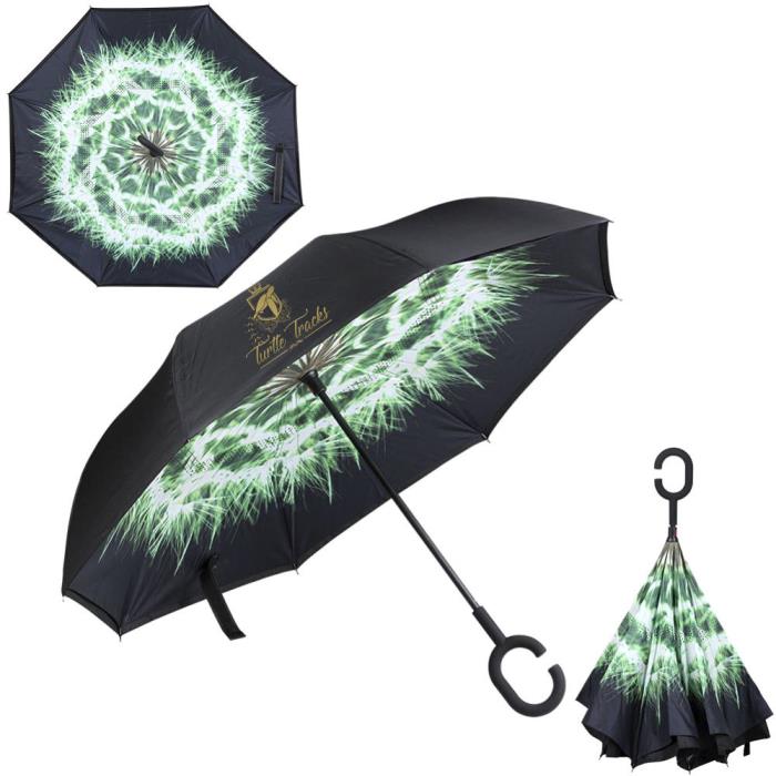Hands Free Inverted Umbrella C-Shaped Handle Double Layer UV Protection