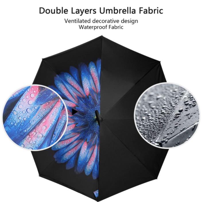 Bagail Double Layer Inverted Umbrellas Reverse Folding Umbrella Windproof