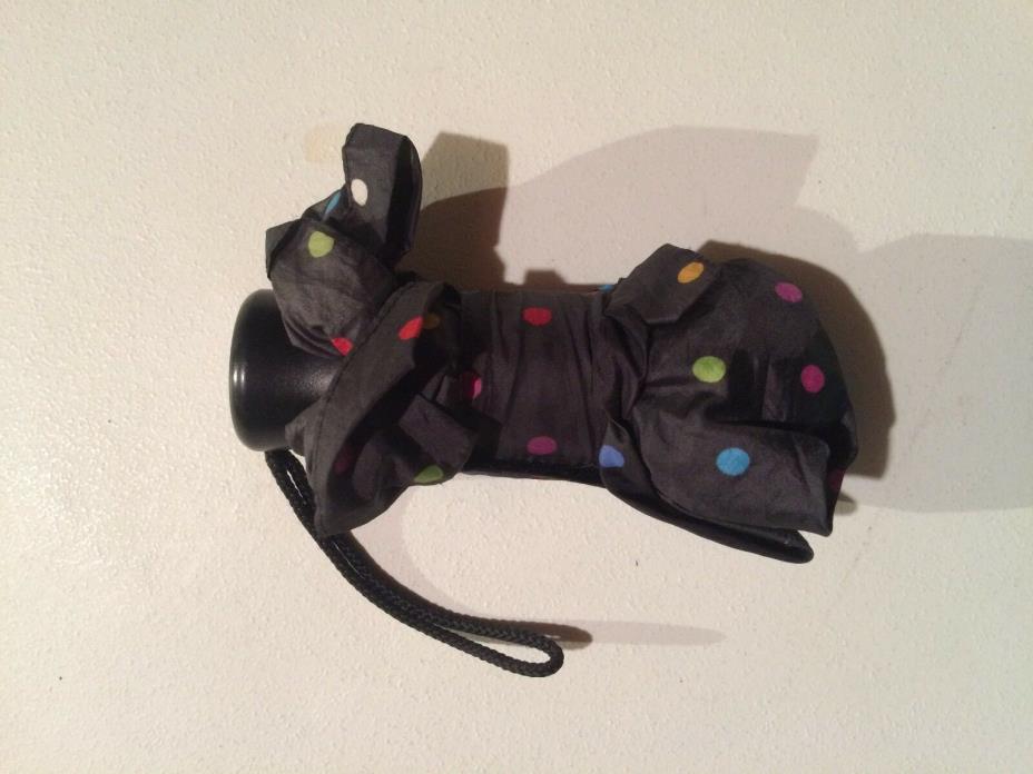 Compact Black Polka Dot Umbrella