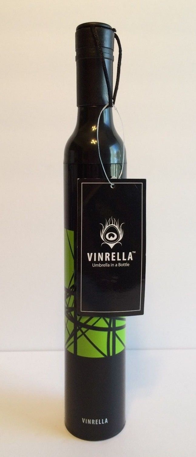 Vinrella Wine Bottle Umbrella - Artistic Black/Jade (125-B) New w/Tags