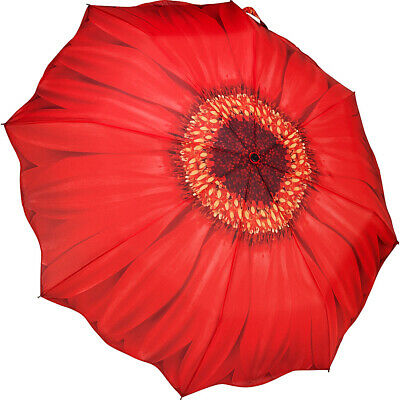 Galleria Red Daisy Folding Umbrella - Red Daisy Umbrellas and Rain Gear NEW