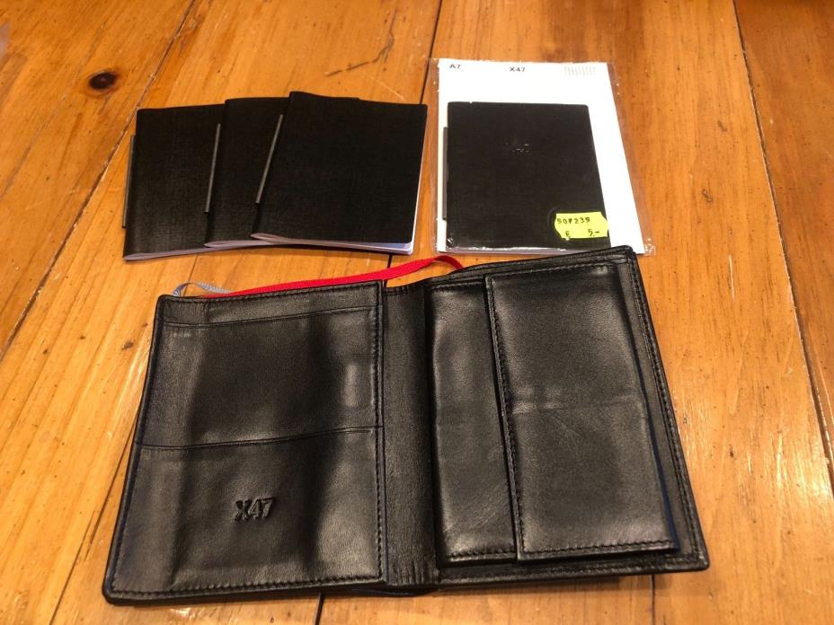 NEW X47 Black Leather Tri-Fold Wallet / Day Planner Organizer w/ Coin Purse