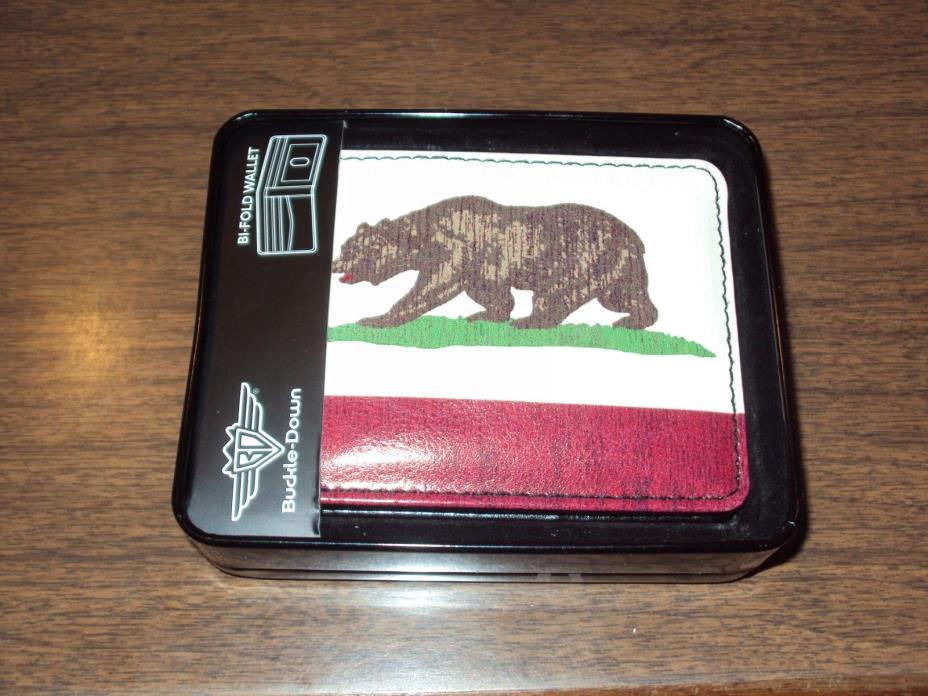 Republic of California Flag bi fold wallet by Buckle Down in tin gift box NEW