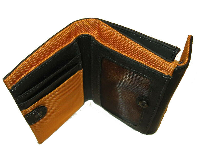 New MANDARINA DUCK Billfold Wallet Black w/Orange Lining Nylon w/Leather NWOT