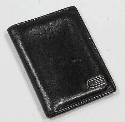 * GUCCI * Glossy Black All Leather 'G' Logo Wallet ID Card Holder