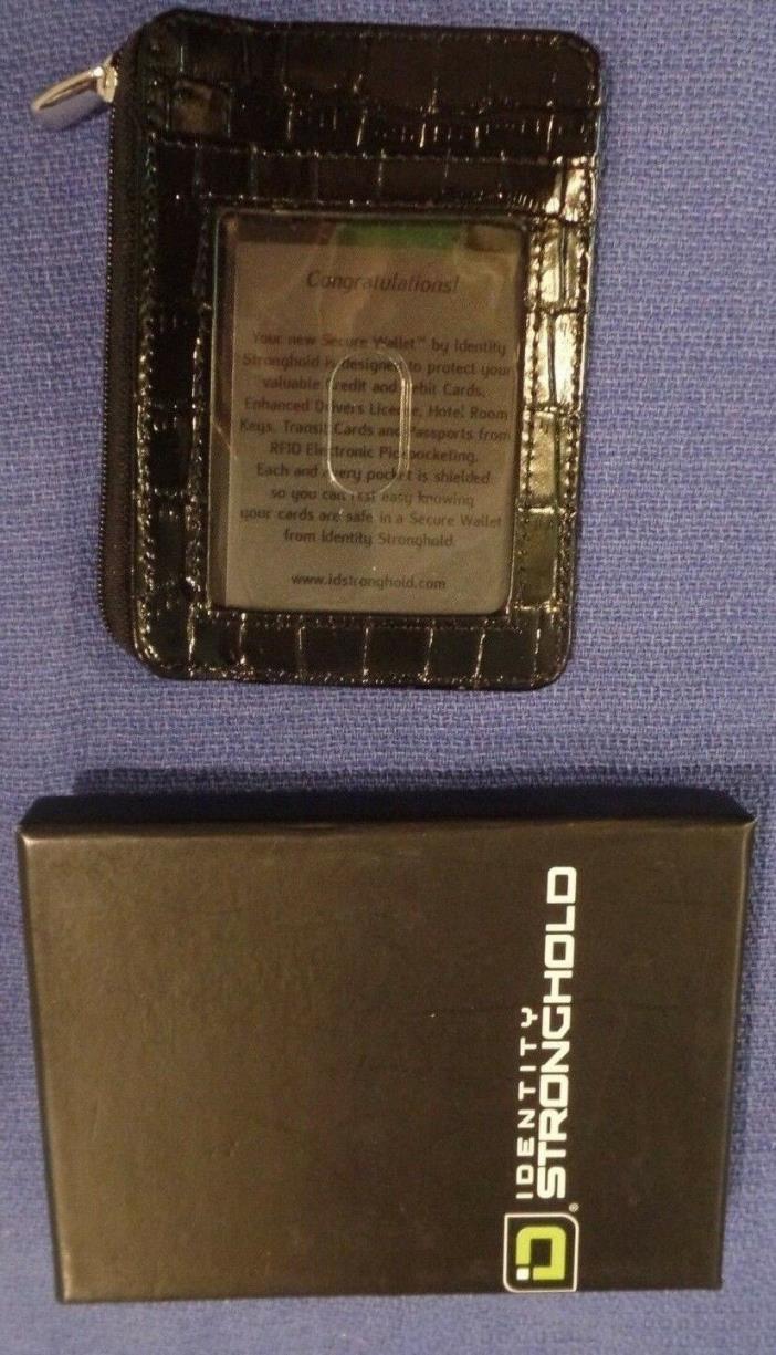 NIB Identity Stronghold RFID Mini Wallet & Credit Card - Croc Black IDSH7004B