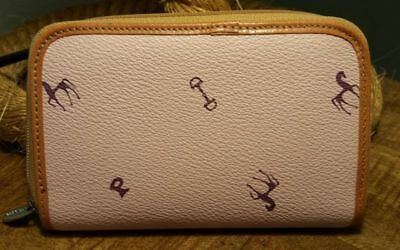 PETUSCO Pebbled Leather Zipper Wallet Light Pink with Tan Trim  NWT