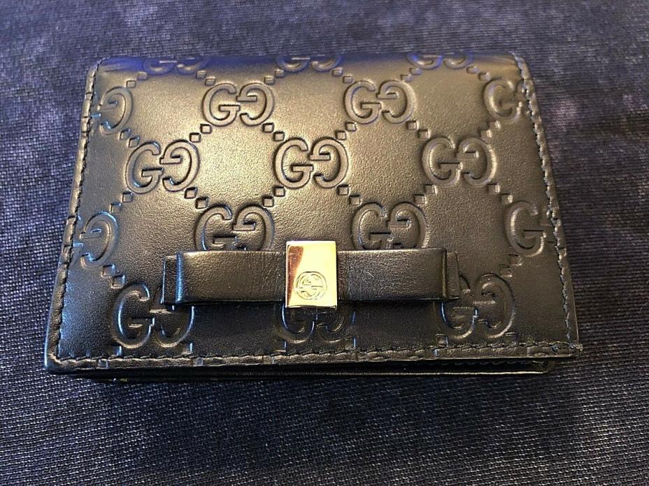 GUCCI Bow Genuine Signature Card Case Wallet Pre-owned