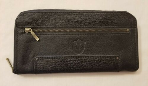 Vintage Waisee Black Leather Zipper Wallet