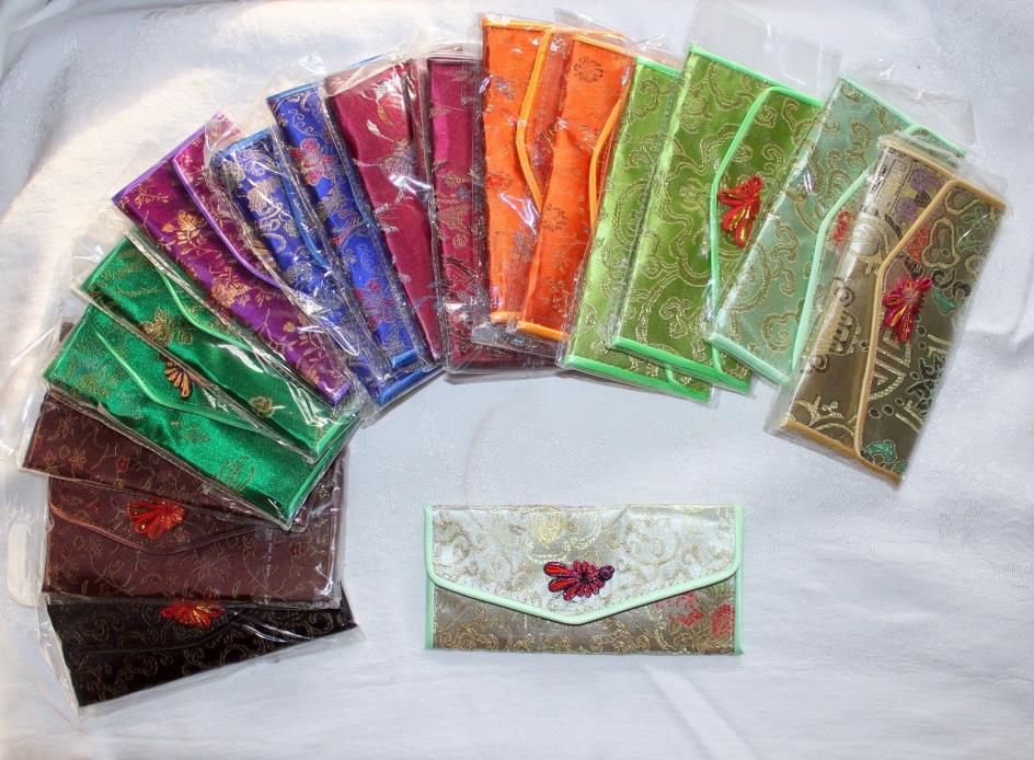 Lot 16 Silk Trifold Wallets Assorted Colors NEW ~ Tote Handbag