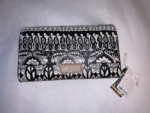 Sakroots Artist Cirle Zip Around Wallet Clutch B/W One World NWT