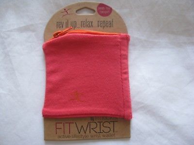 Fit Wrist by Fitkicks Stretchy Zipper Workout Wallet FitWrist Coral BRAND NEW!