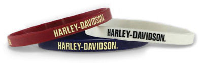 Harley-Davidson Debossed Nostalgic H-D Silicone Wristband, 3 Pack WB28484