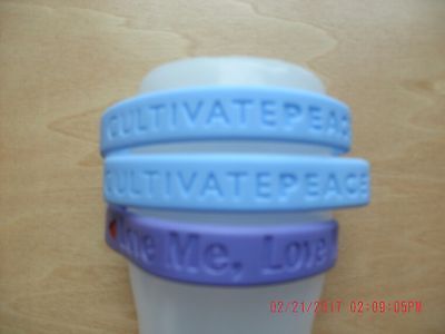 Love me love my dog, cultivate peace silicone rubber bracelets purple blue NWOT