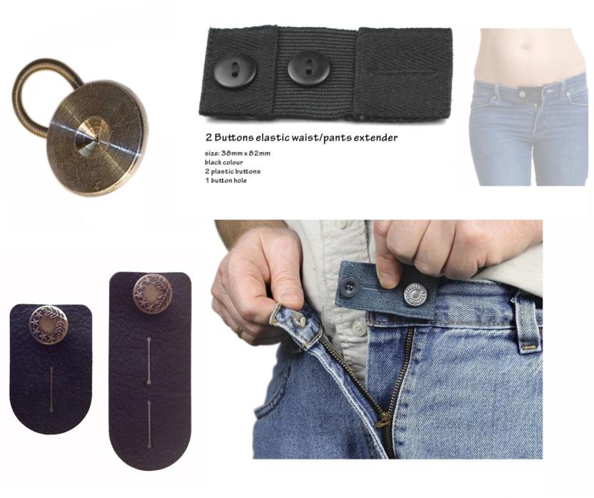5 Elastic Waist Extender Adjustable Pants Jeans Button Easy Fit Arts Craft