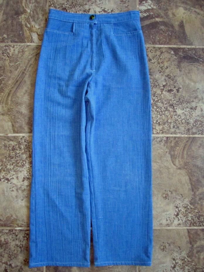 VTG Original Hippie Pants 26x25 Short Capri Stitched Pocket Blue Cotton/Poly