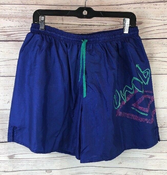 Vintage Umbro Adult XL Blue Green Pink Nylon Soccer Shorts 5b4