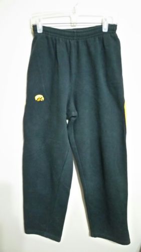 Iowa Hawkeyes Men's Black w/ Yellow Stripe Sweatpants w/Pockets!!. Size Small!!