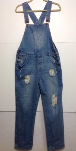 Mod Ref Overalls Distroyed 36X 29 Distressed Blue 100% Cotton