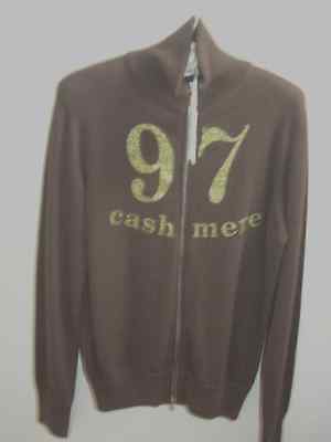 9&7 Cashmere chocolate brown zipped sweater cardigan, made in Italy