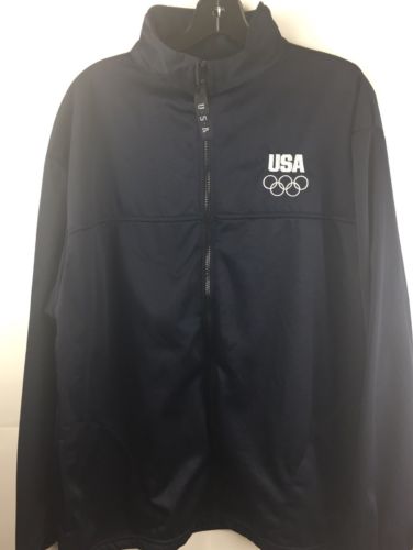 USA Olympic Committee XL Full Zip Polyester Jacket Navy Blue