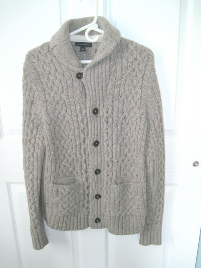 Banana republic 100% Wool Cardigan Long Sleeve Lt. Brown Tweed Sweater - Size M