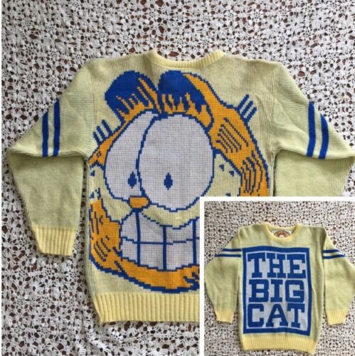 Garfield Sweater Knit Graphic Vintage 70s THE BIG CAT Rare Made In USA Unisex