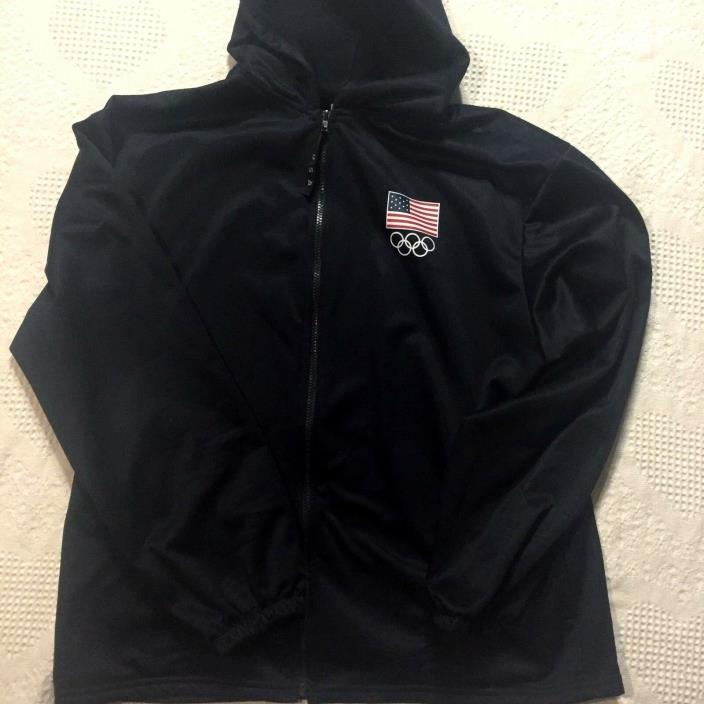 jacket XL Hoodie Black United States Olympics Committee made in USA zips