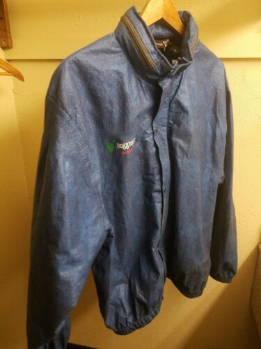 Frogg Toggs Blue Rain Jacket Size medium Hood Full Zipper Light Weight Fishing