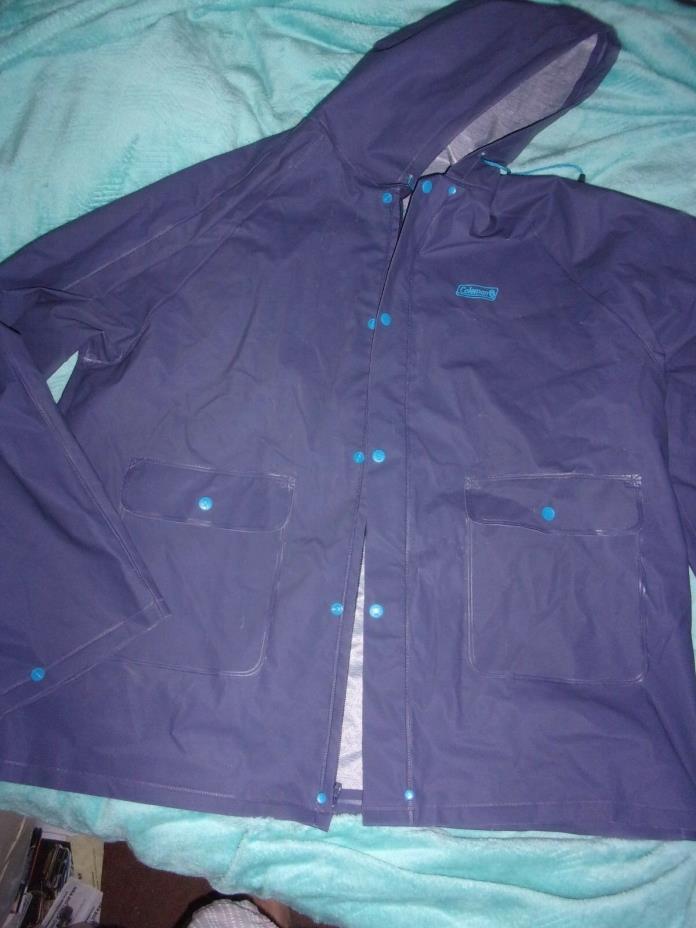 Adult's Size M/L Blue Vinyl Hooded Raincoat by Coleman