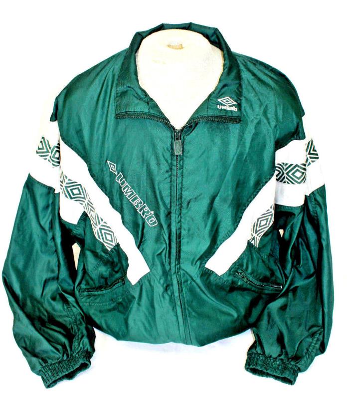 Umbro Windbreaker Jacket Adult Size Large Green/White Spell Out Logo Vintage