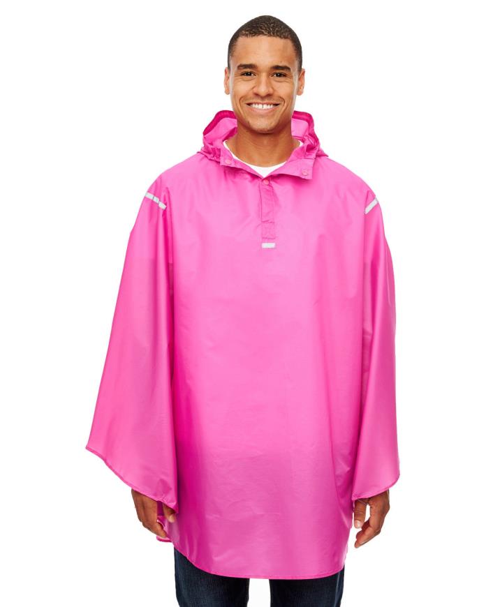 TT71 Charity Pink with Reflective tape Adult Team 365 Stadium Packable Poncho