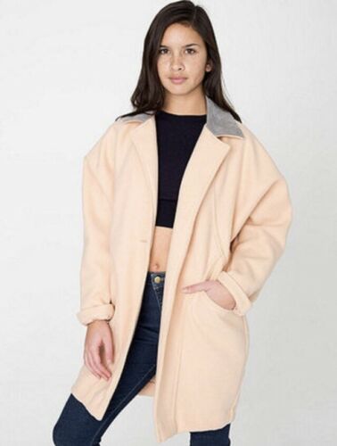 American Apparel Pastel Peach Pink Longline Wool Jacket