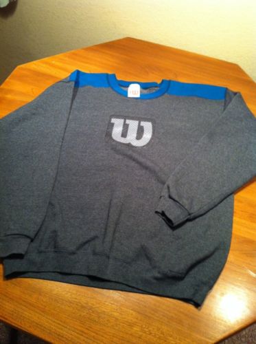 Wilson Vintage 70's Track Sweatshirt Crew Neck Tennis Gray Blue 50/50 Xl USA Euc