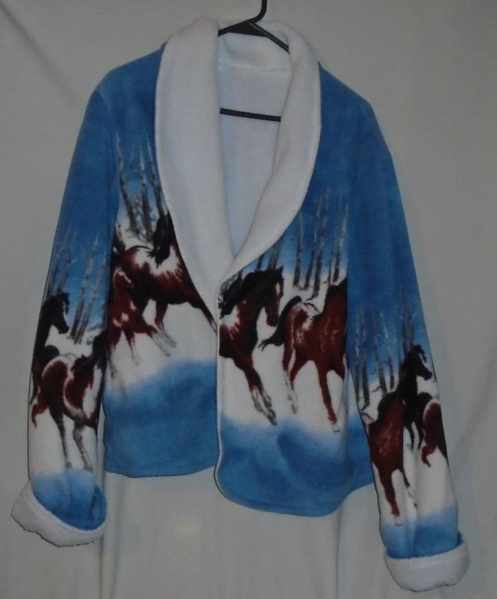 Horse Lover Gift Print Fleece Jacket  cover up size med !!!!i think