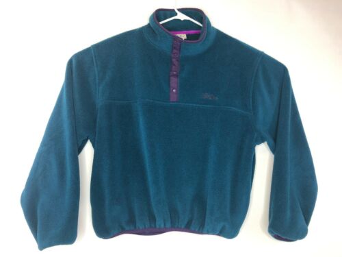 L.L. Bean Mens Super Soft Plush Fleece T Snap Large Teal Purple Long Sleeve A22