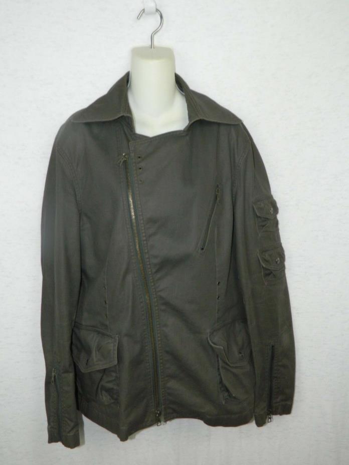 J. LINDEBERG Moto Jacket Gray Waxed Cotton Coat Field Military Coat Size X-Large