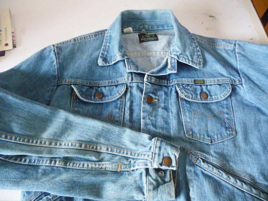 Vintage MAVERICK BLUE DENIM JEAN JACKET Unisex Blue Bell Size 42 Excellent Cond.