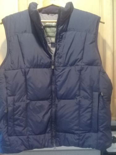 eddie bauer black down puffy vest size large