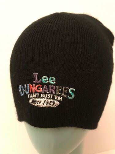 Lee Dungarees Winter Hat Black Can't Bust 'Em Since 1889 Acrylic