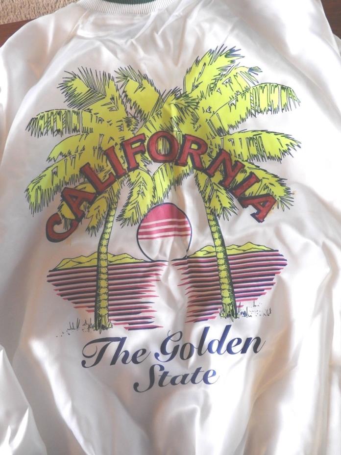 WHITE CALIFORNIA BASEBALL STYLE JACKET * ADULT SIZE LARGE * WATER REPELLENT