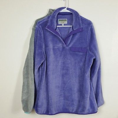 Set of 2 Jachs Cabin Sz XL Mock Neck T Snap Purple Gray Fleece Pullover Sweater