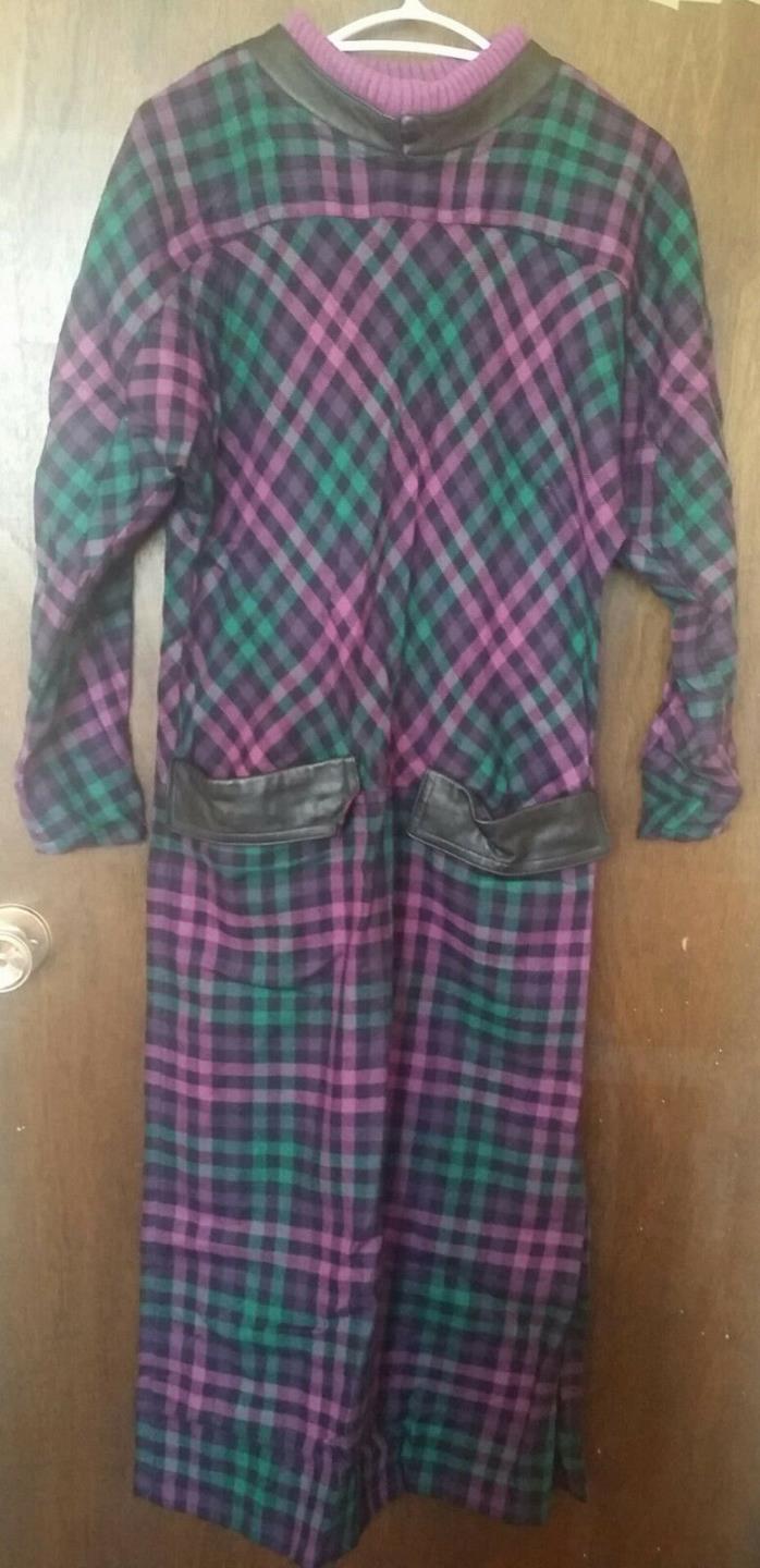 Annalisa Ferro Vintage Green Black Purple Checkers Dress Size 38