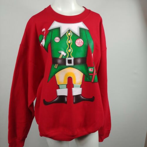 Elf Sweater XL crew neck ugly Christmas Santa's helper red