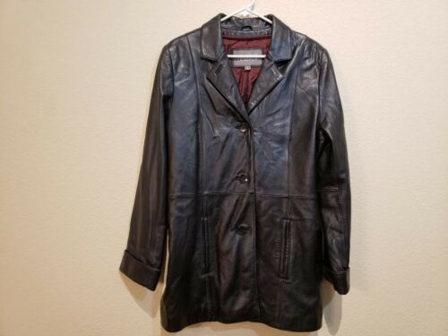 Wilsons Womens Black Leather Coat Size L