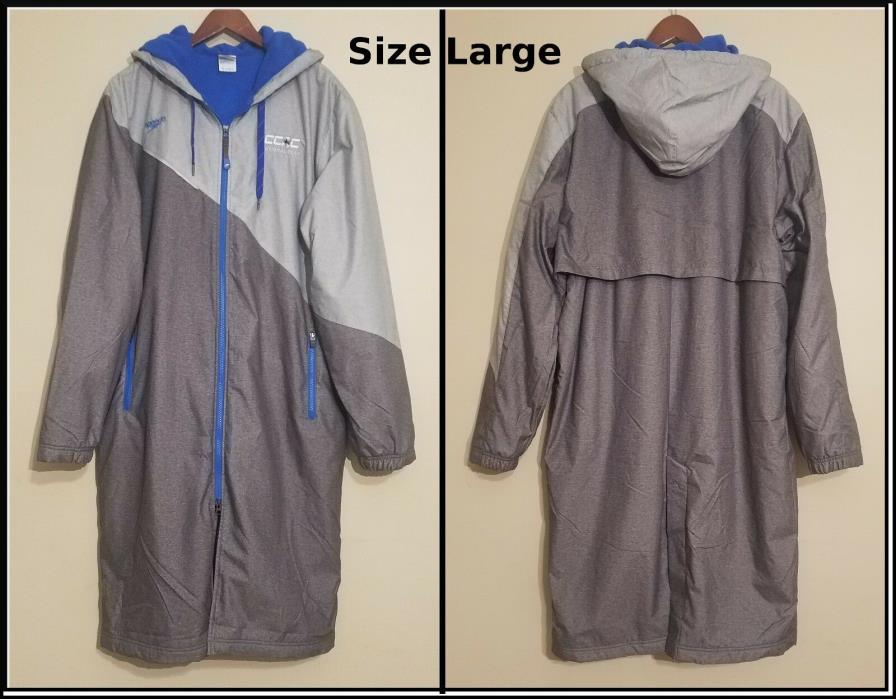 Speedo Size Large Fleece Lined Swimming Water Polo Hooded Parka Jacket Gray Swim