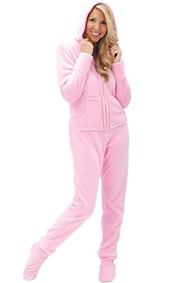Del Rossa Microfleece Footed Pajamas,Pink, Large A0322PNKLG