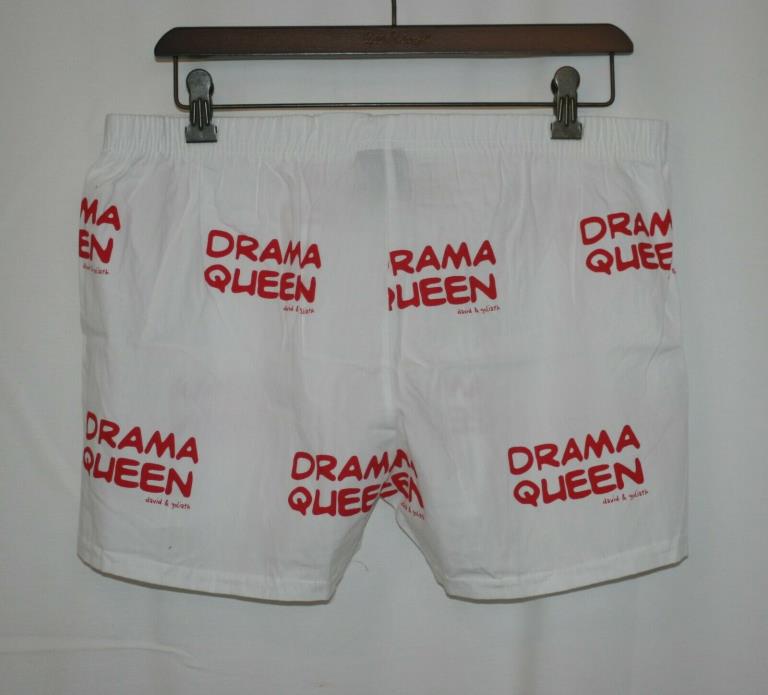 David & Goliath Drama Queen White Red Boxers Sz L ~ NWT