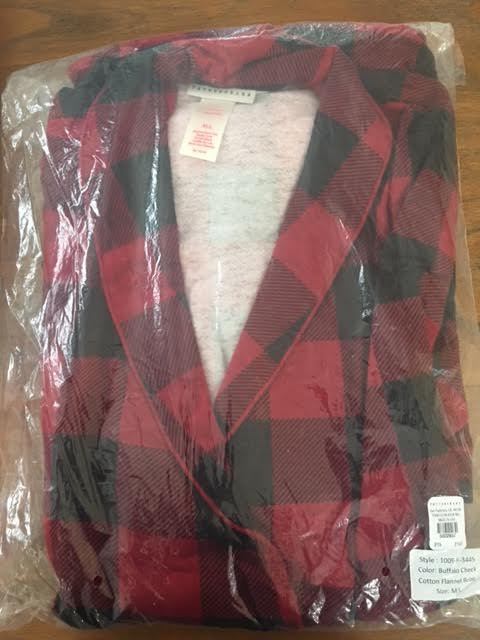 Pottery Barn Buffalo Check Cotton Flannel Robe Medium / Large New Unisex Red
